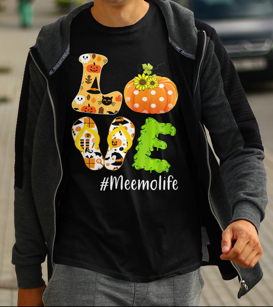 Love Meemolife Pumpkin Flip Flops Halloween T-Shirt