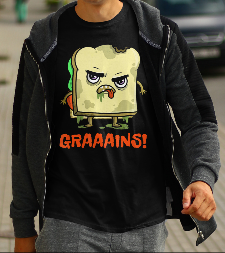 Halloween Zombie Sandwich Graaains Food Grains T-Shirt