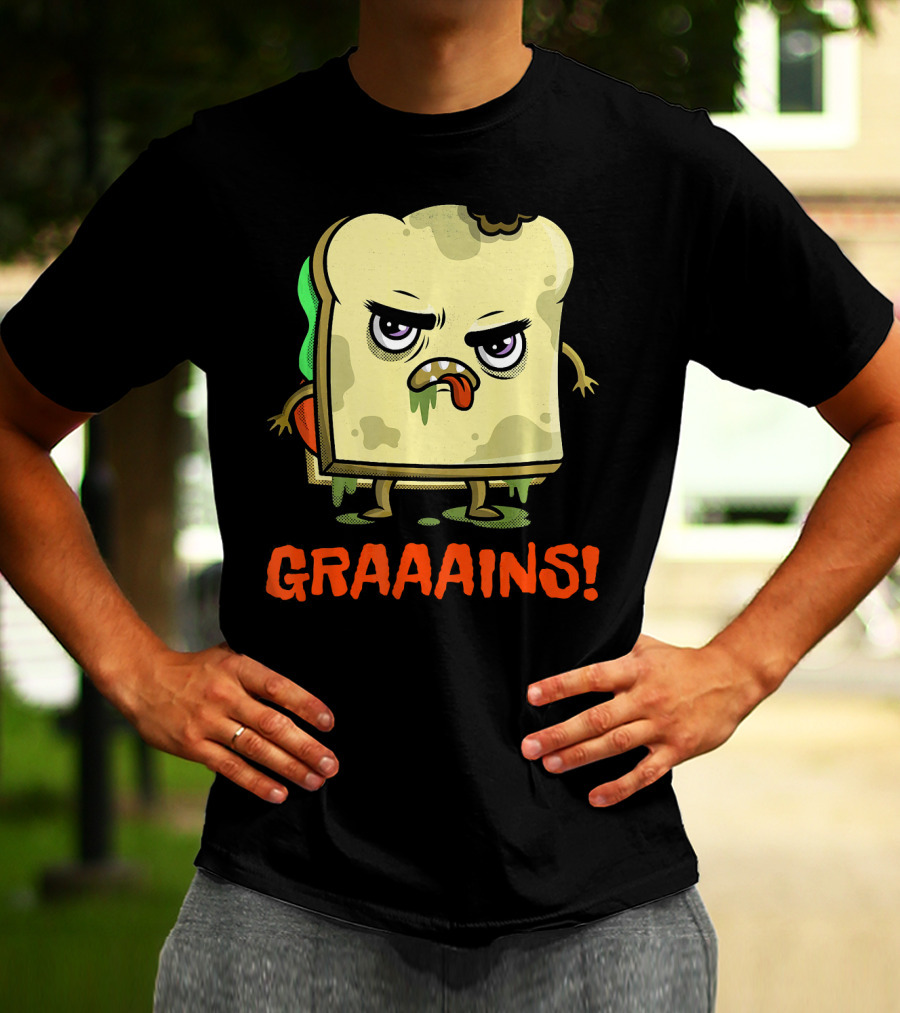 Halloween Zombie Sandwich Graaains Food Grains T-Shirt
