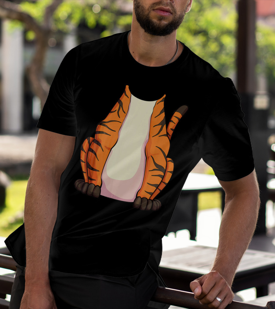Tiger Costume For Halloween Tiger Stripes Tail T-Shirt