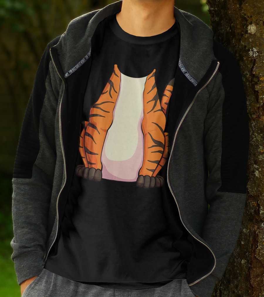 Tiger Costume For Halloween Tiger Stripes Tail T-Shirt
