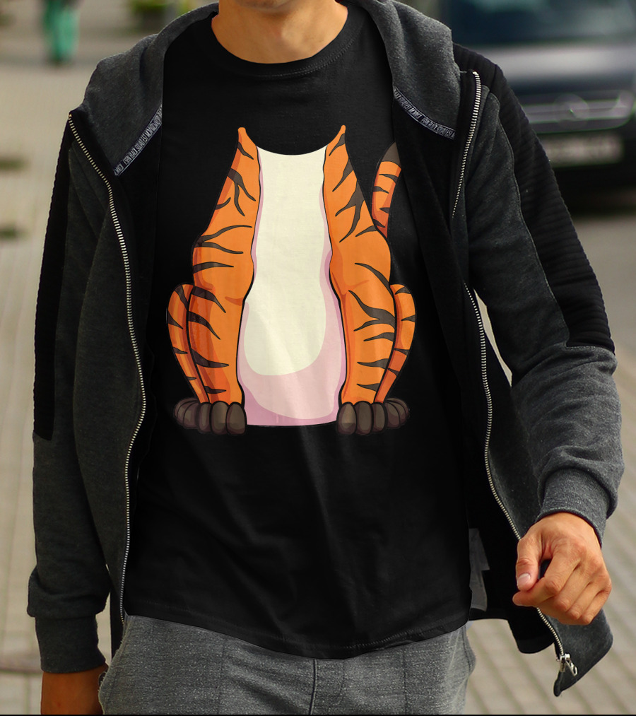 Tiger Costume For Halloween Tiger Stripes Tail T-Shirt