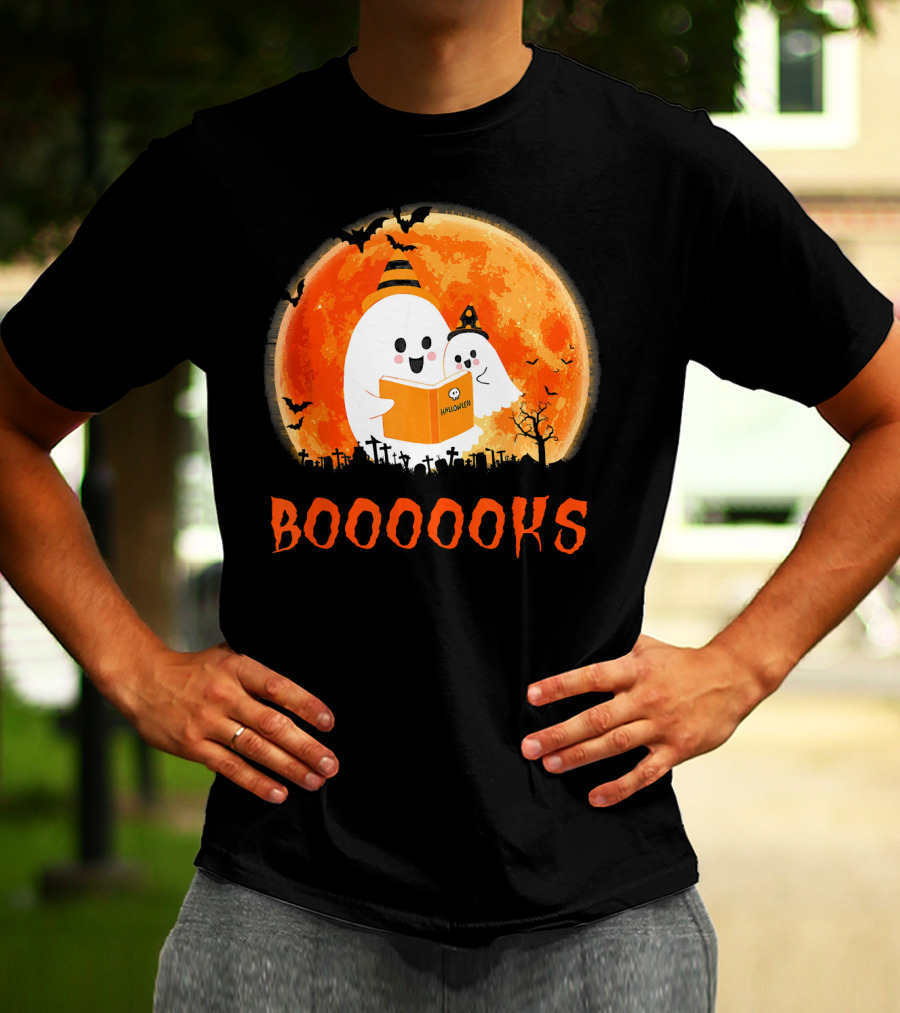 Halloween Ghosts Reading Booooooks With Funny Teacher T-Shirt