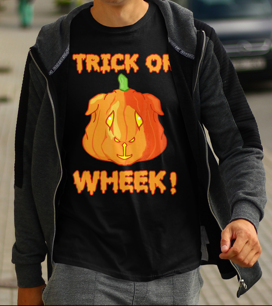 Trick Or Wheek Guinea Pig Jack O Lantern Halloween Fun T-Shirt
