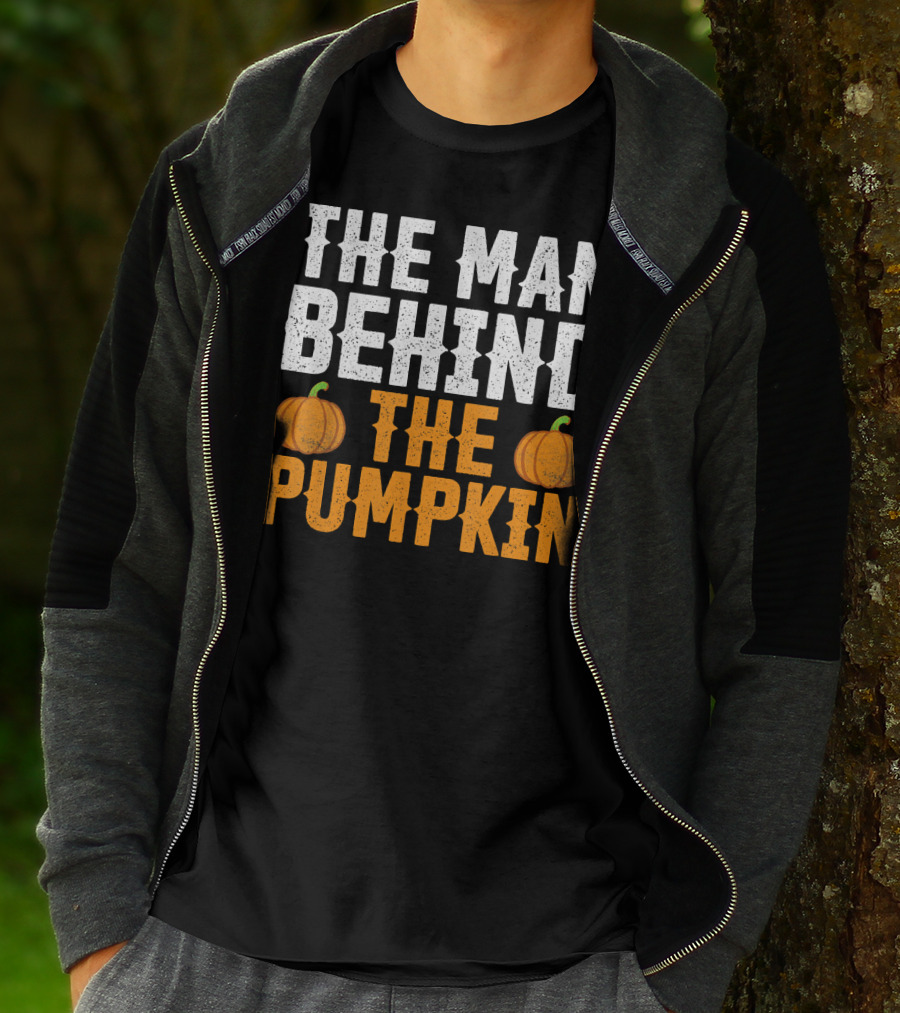 The Man Behind The Pumpkin Men's Funny Halloween Pregnancy Announcement T-Shirt
