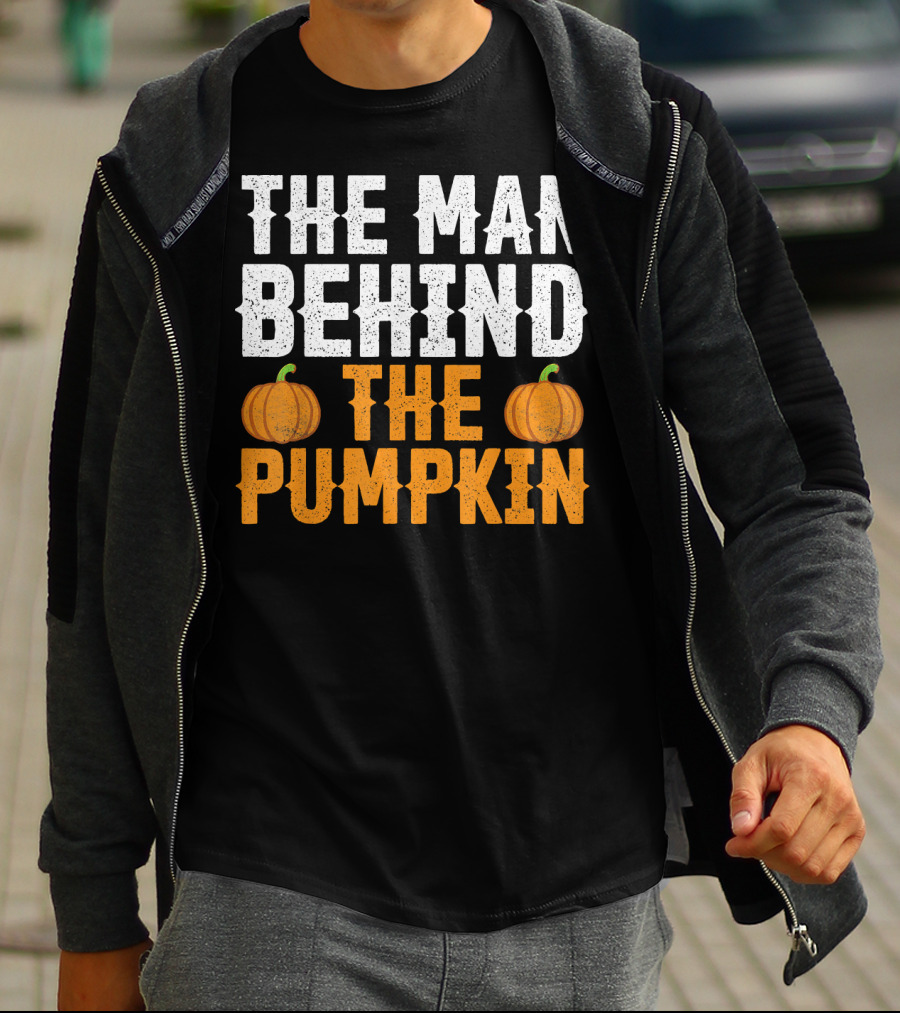 The Man Behind The Pumpkin Men's Funny Halloween Pregnancy Announcement T-Shirt