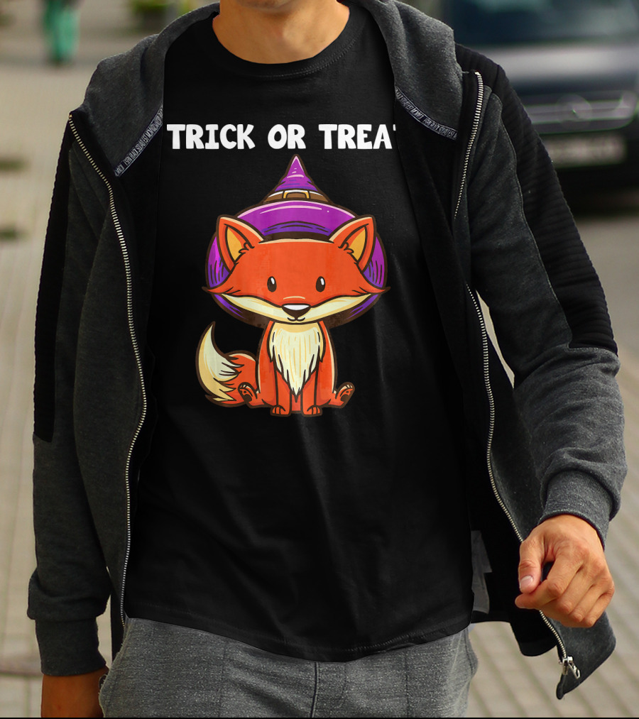 Trick Or Treat Witch Fox Halloween T-Shirt