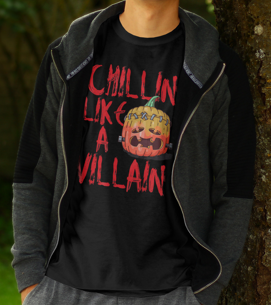Chillin Like A Villain Pumpkin Halloween T-Shirt