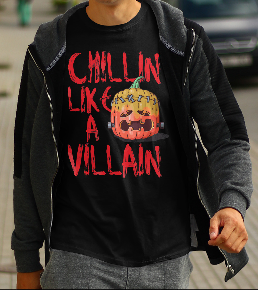 Chillin Like A Villain Pumpkin Halloween T-Shirt