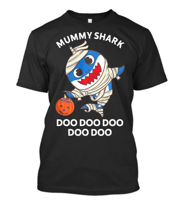 Mummy Shark Doo Doo Doo Doo Halloween Pumpkin T-Shirt