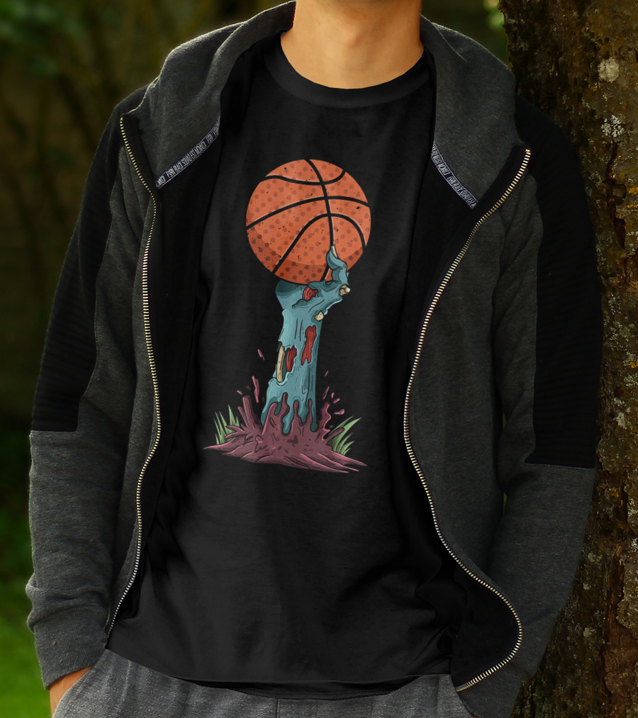 Zombie Hands Grasping Basketball Emerge From Ground T-Shirt