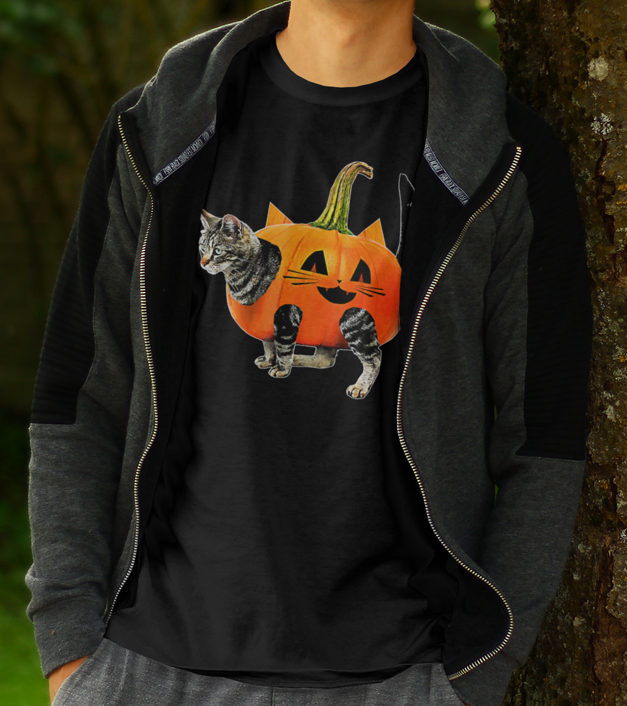 Funny Halloween Jack O Lantern Pumpkin Cat Costume T-Shirt