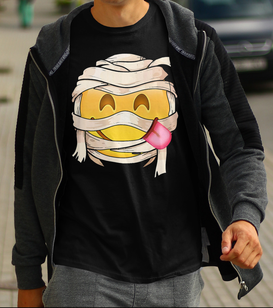 Face Savoring Food Emoji Mummy Wink Out Tongue T-Shirt