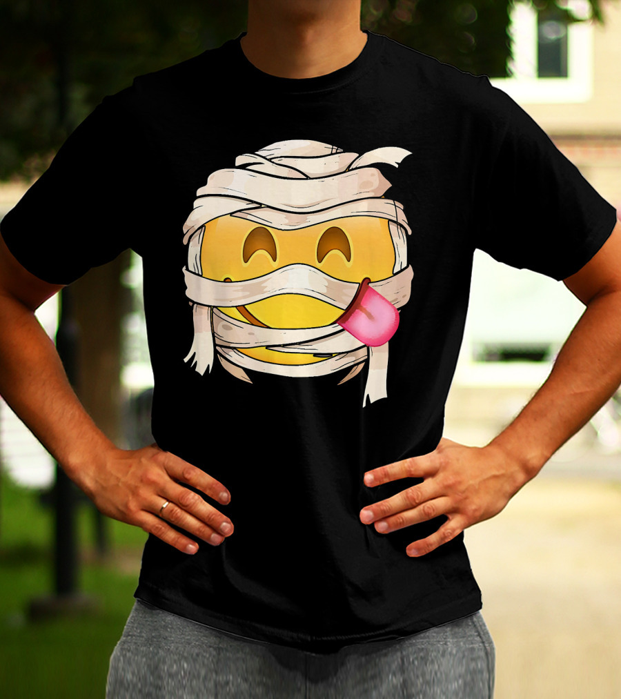 Face Savoring Food Emoji Mummy Wink Out Tongue T-Shirt