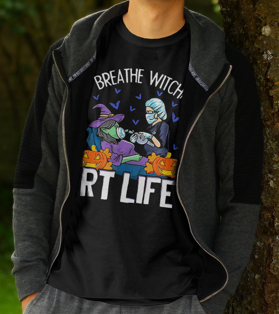 Breathe Witch RT Life Halloween Respiratory Therapist T-Shirt