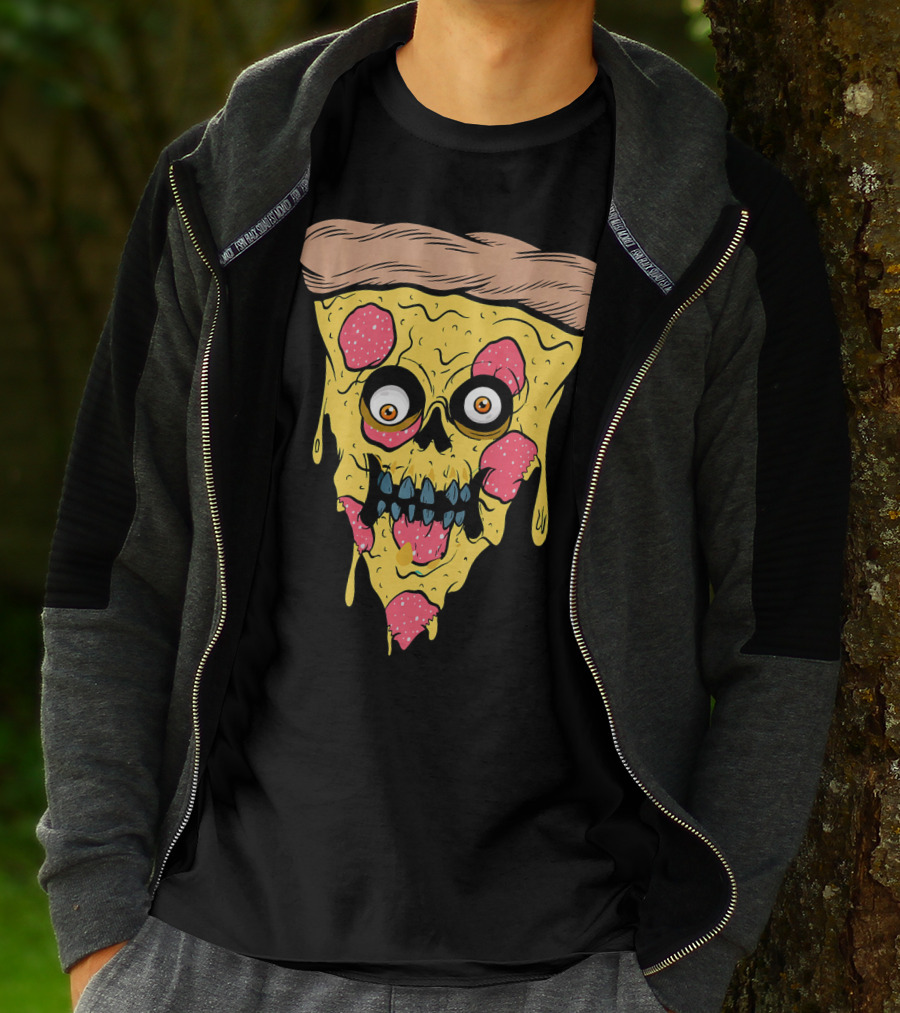 Pizza Zombie Halloween Costume Spooky Slice T-Shirt