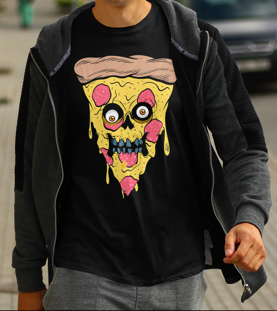 Pizza Zombie Halloween Costume Spooky Slice T-Shirt