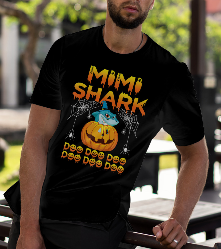 Mimi Shark Halloween Pumpkin Spider Web Doo Doo Costume Mat T-Shirt