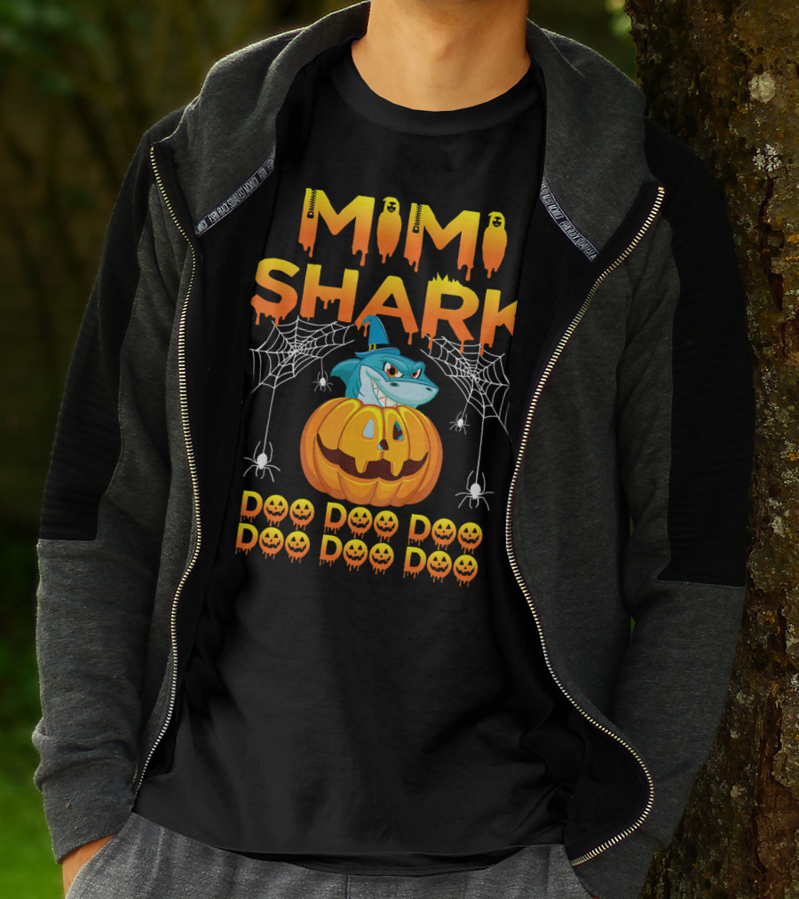 Mimi Shark Halloween Pumpkin Spider Web Doo Doo Costume Mat T-Shirt