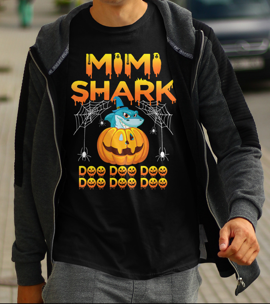 Mimi Shark Halloween Pumpkin Spider Web Doo Doo Costume Mat T-Shirt