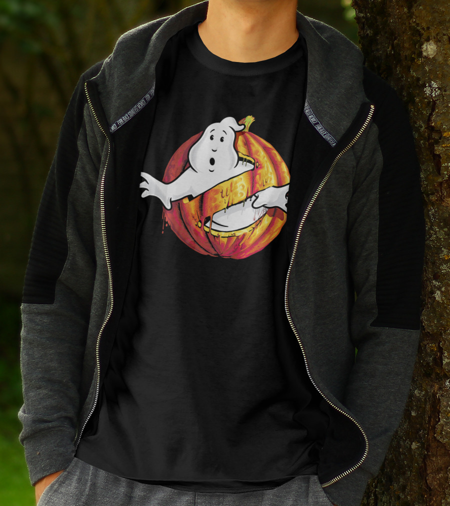 Ghostbusters Classic Logo Halloween Pumpkin Mashup T-Shirt