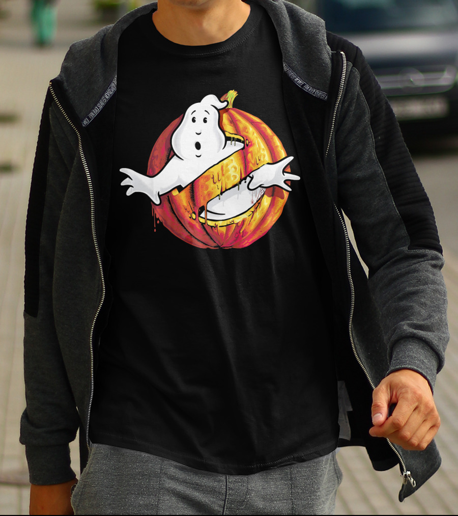 Ghostbusters Classic Logo Halloween Pumpkin Mashup T-Shirt