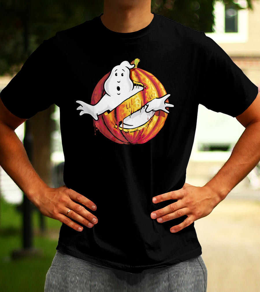 Ghostbusters Classic Logo Halloween Pumpkin Mashup T-Shirt