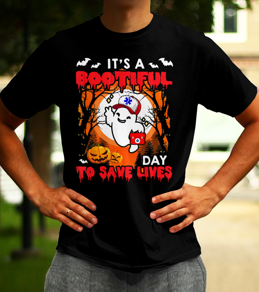It's A Bootiful Day To Save Lives Halloween Costume Boo T-Shirt