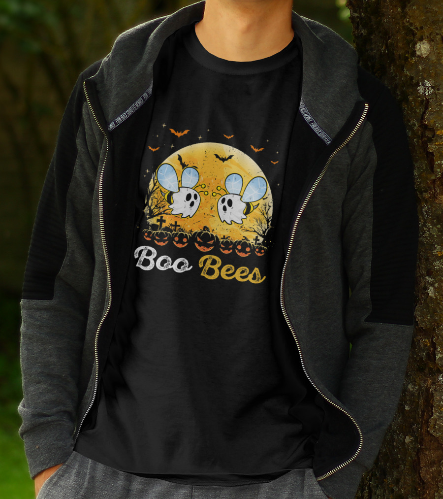 Boo Bees Halloween Moon Pumpkins Bats Crosses T-Shirt