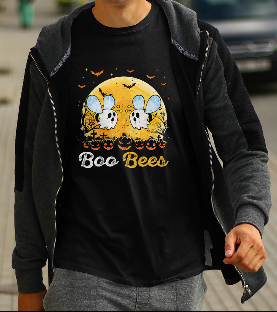 Boo Bees Halloween Moon Pumpkins Bats Crosses T-Shirt