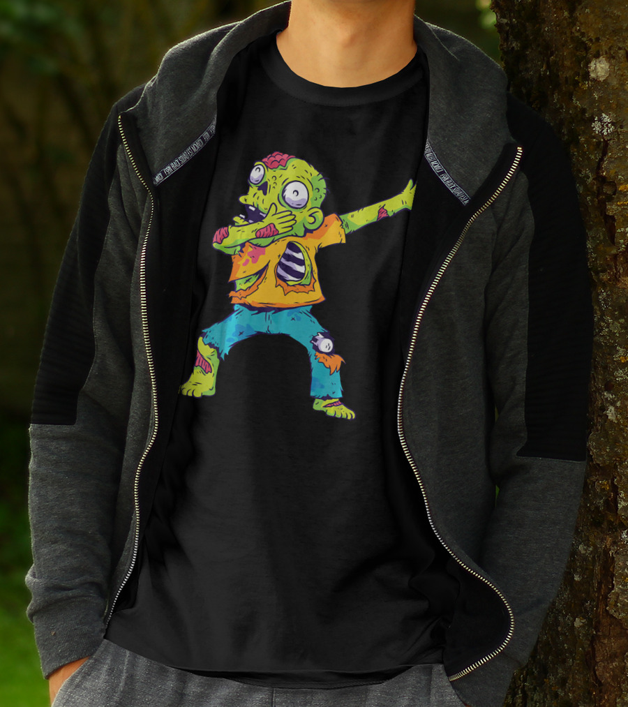 Dabbing Zombie Funny Halloween Zombi Cute Cartoon T-Shirt