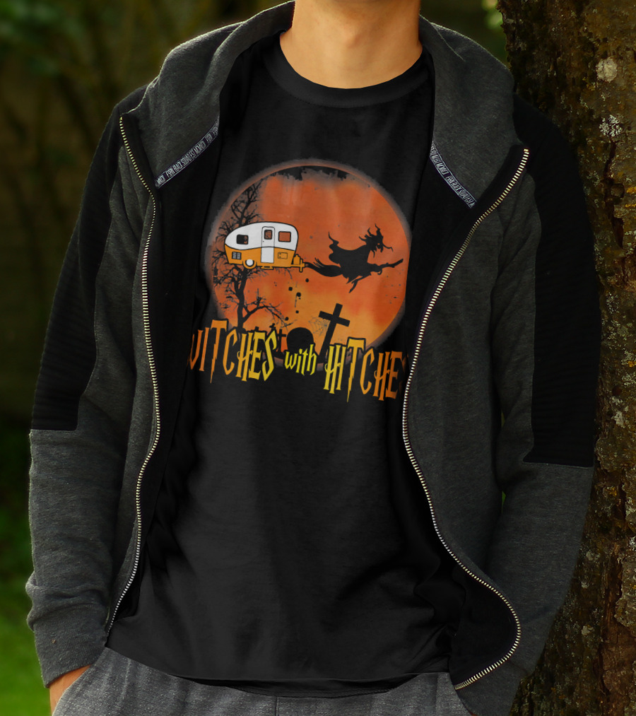 Witches With Hitches Halloween Camper Scene T-Shirt