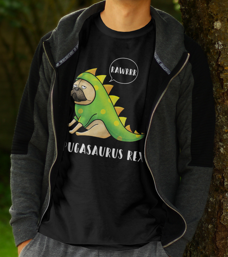 Halloween Pugasaurus Rex Rawrrr Pug T-Shirt