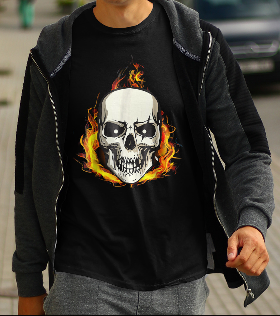 FLAMING SKULL INFERNO SKULL T-Shirt