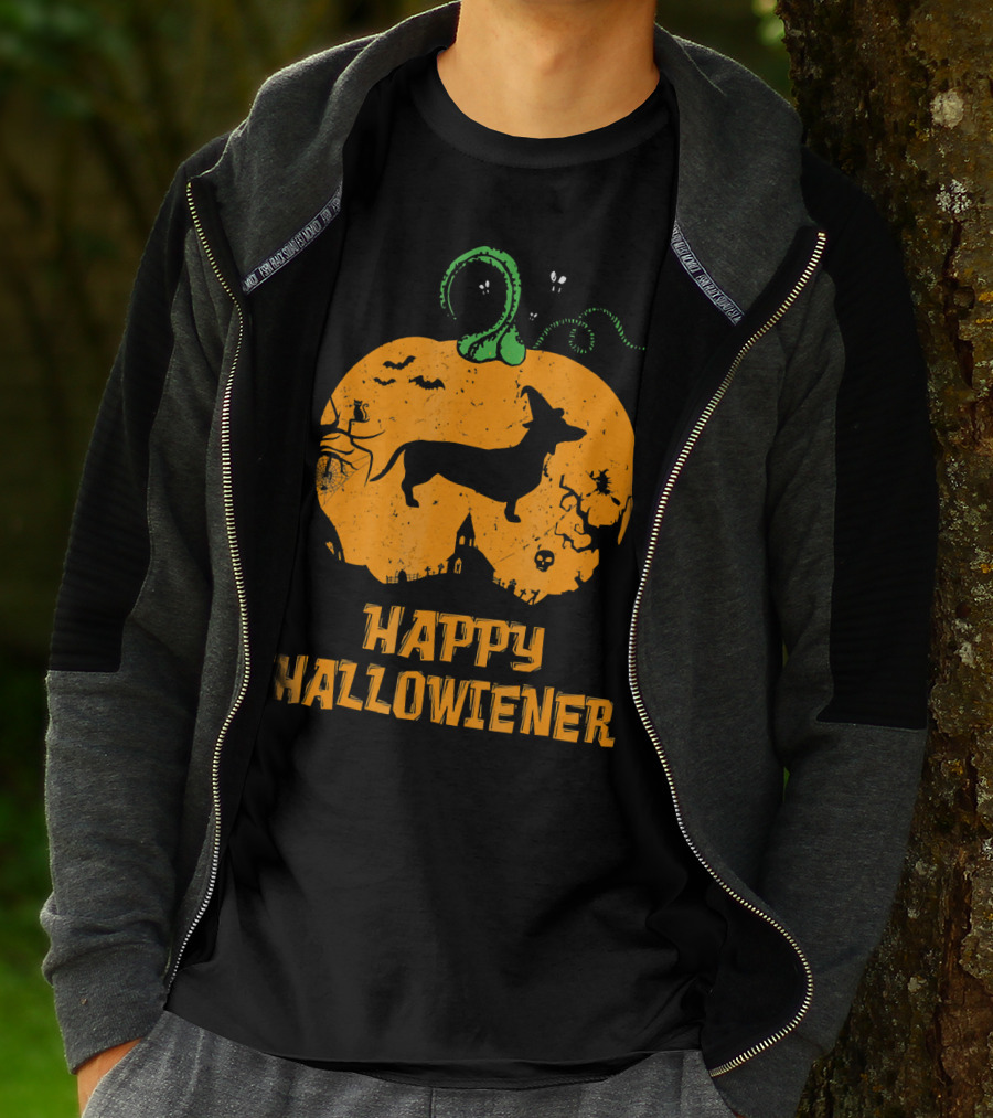 Happy Halloweiner Halloween Dachshund Pumpkin T-Shirt