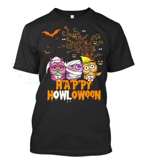Happy Howloween Funny Mummy Witch Owls Halloween T-Shirt