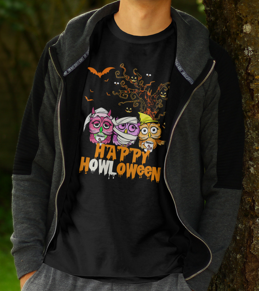 Happy Howloween Funny Mummy Witch Owls Halloween T-Shirt