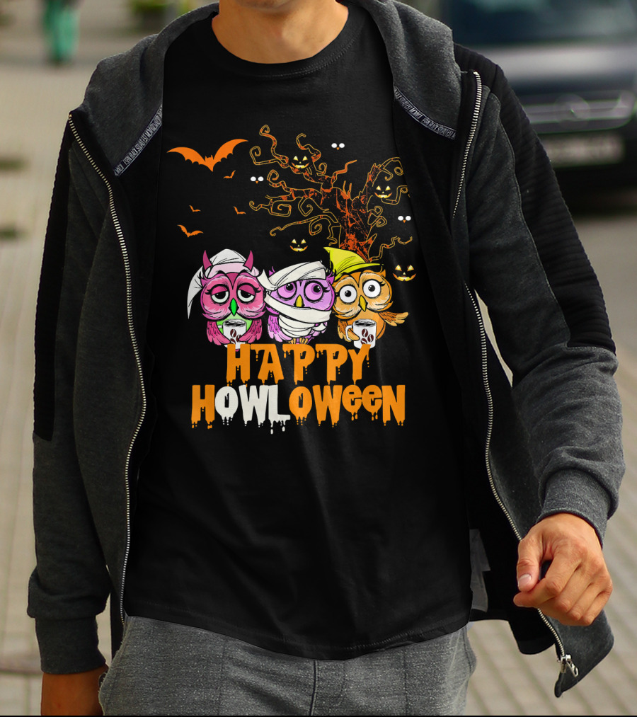 Happy Howloween Funny Mummy Witch Owls Halloween T-Shirt