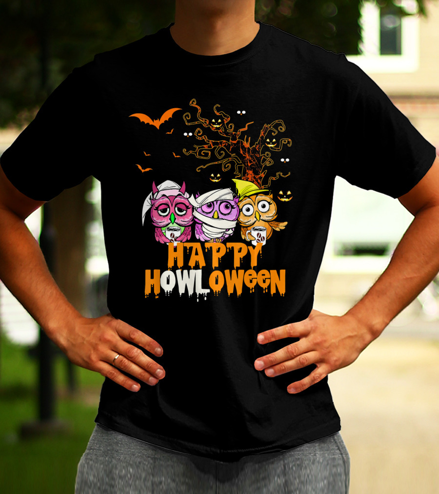 Happy Howloween Funny Mummy Witch Owls Halloween T-Shirt