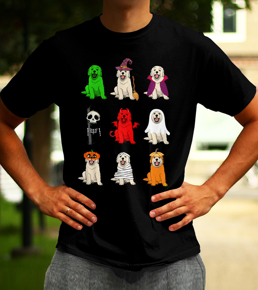 Golden Retrievers Halloween Costumes Funny Ghost Witch Pumpkin Mummy Devil Skeleton T-Shirt