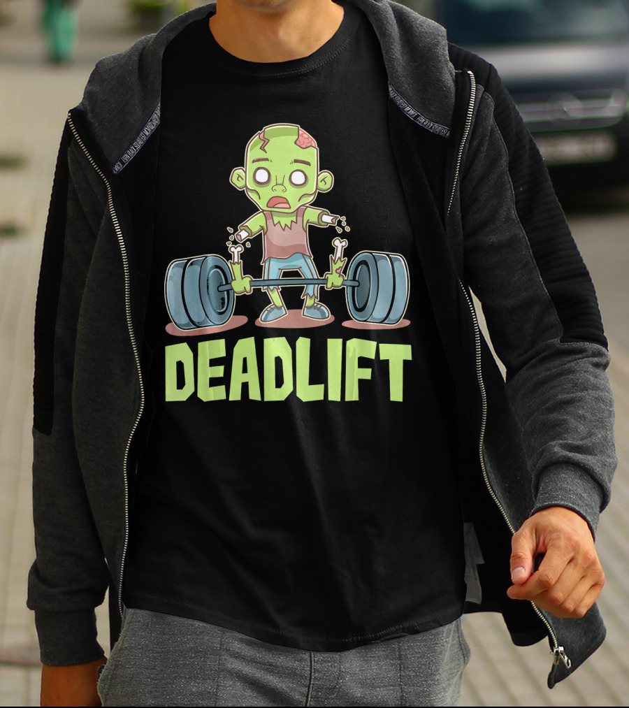 Deadlift Zombie Lifting Cartoon Undead Weightlifting T-Shirt
