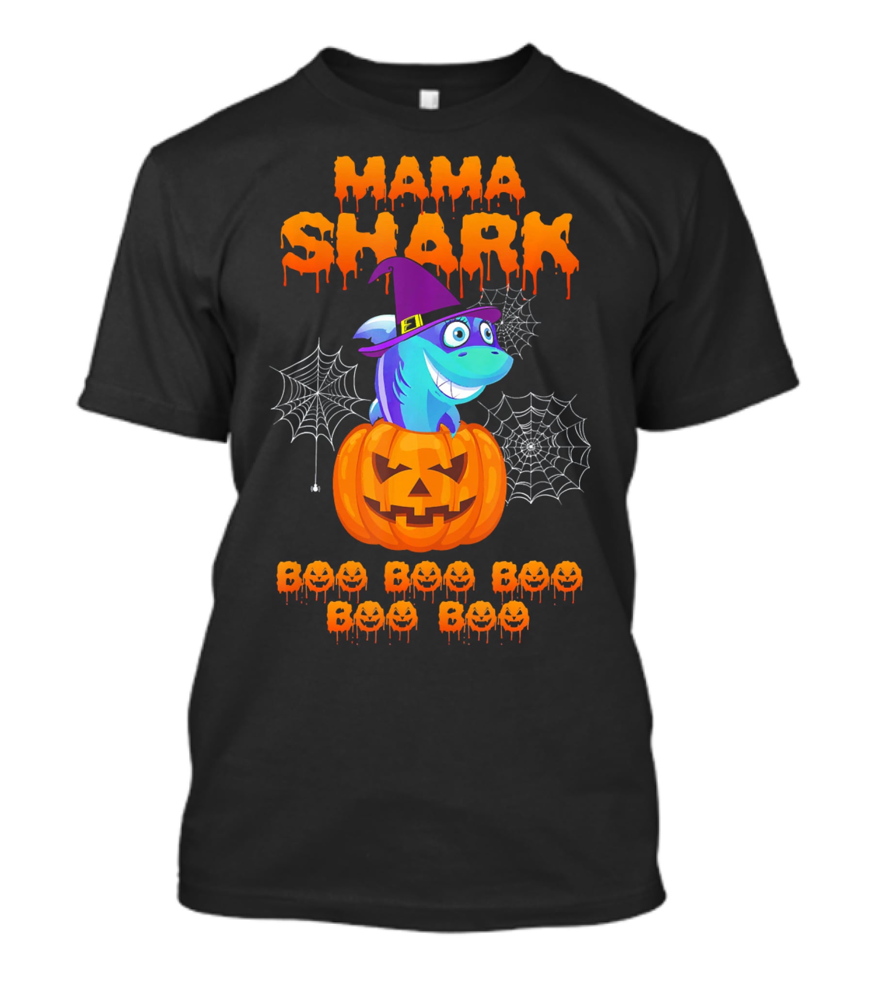 Mama Shark Halloween Boo Boo Boo Boo Boo Pumpkin Witch Hat T-Shirt