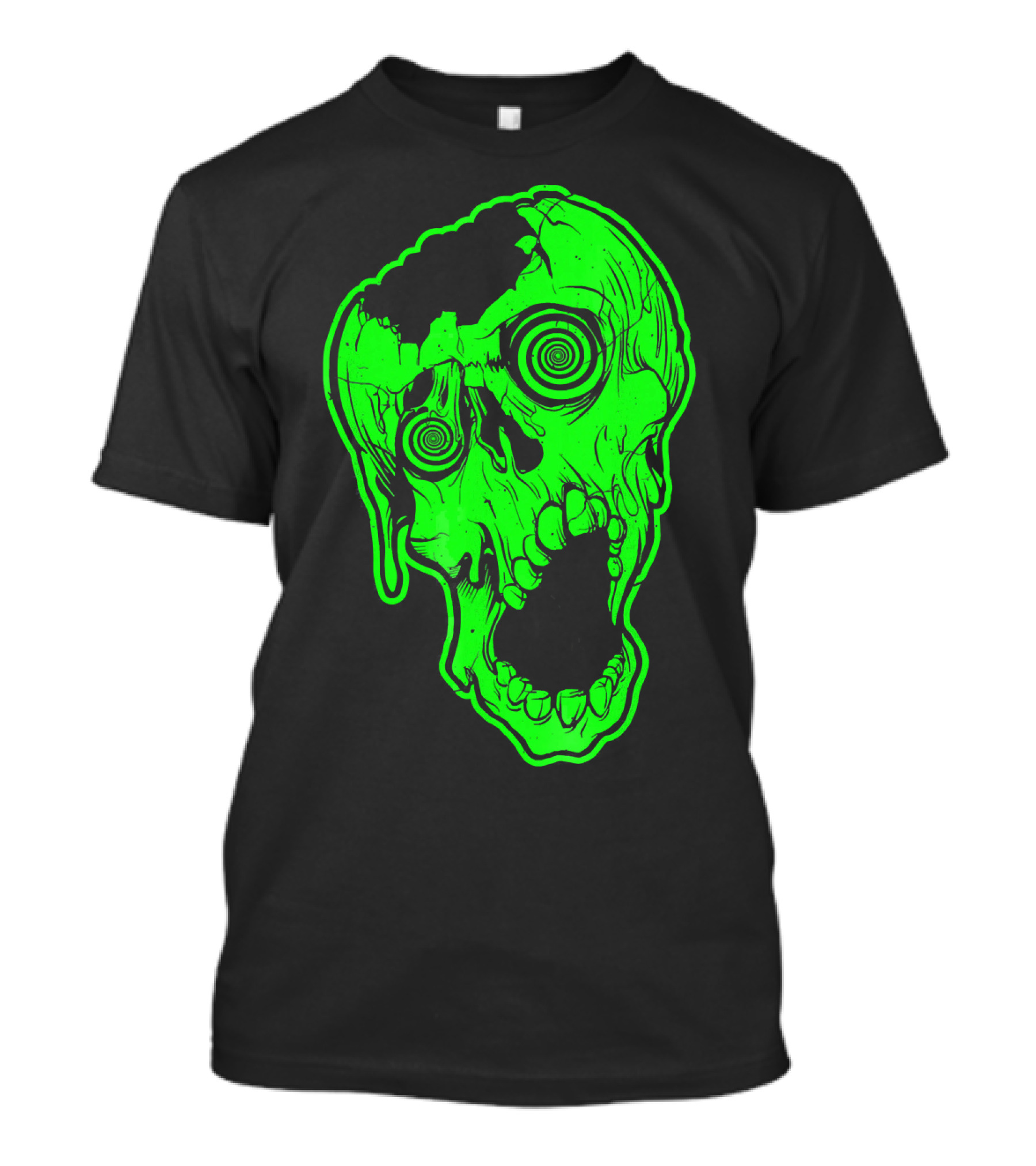 Retro Neon Zombie Skull Skateboarding Style 80s T-Shirt