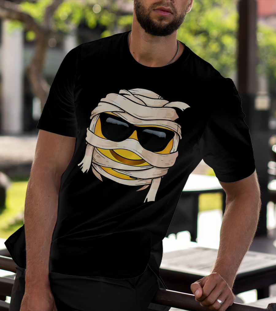 Smiling Face With Sunglasses Emoji Wink Wrapped In Bandages T-Shirt