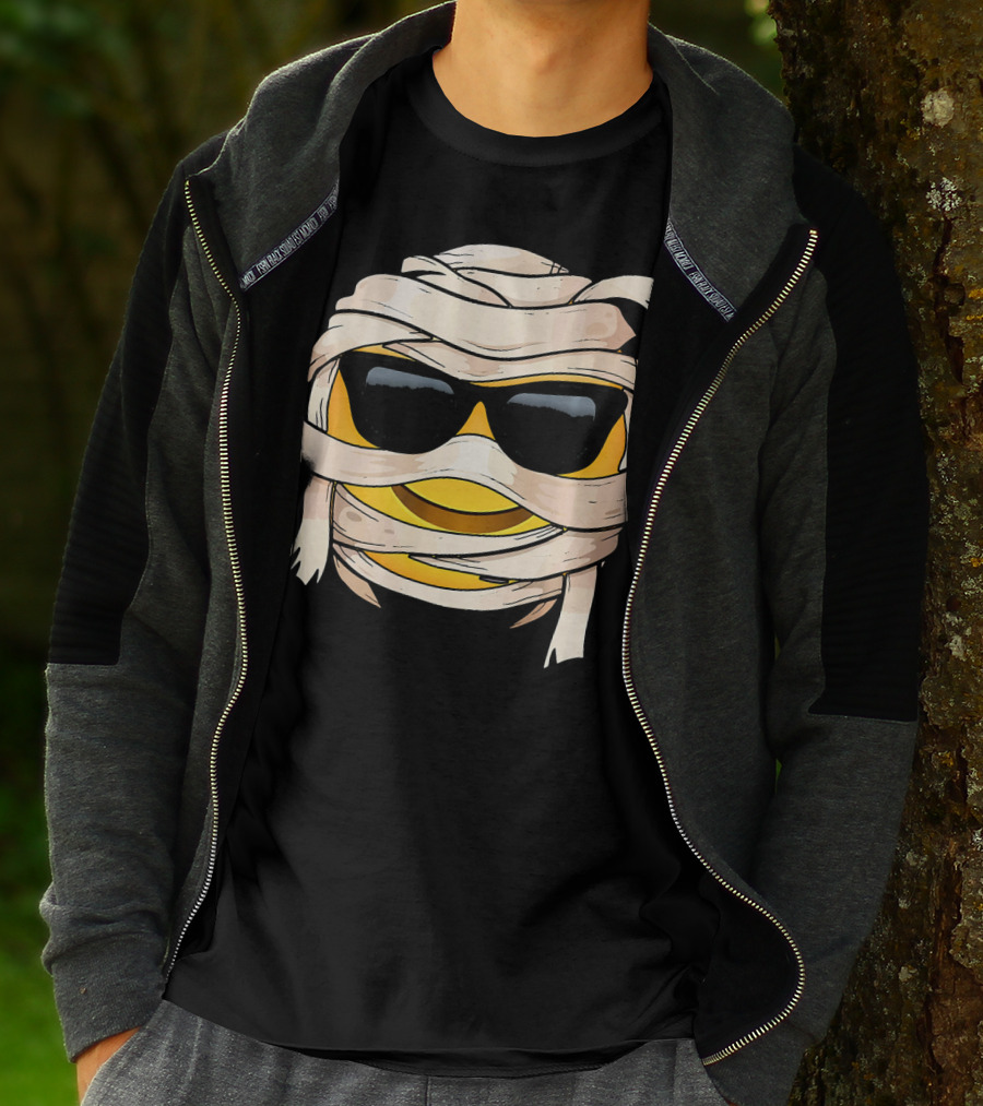 Smiling Face With Sunglasses Emoji Wink Wrapped In Bandages T-Shirt