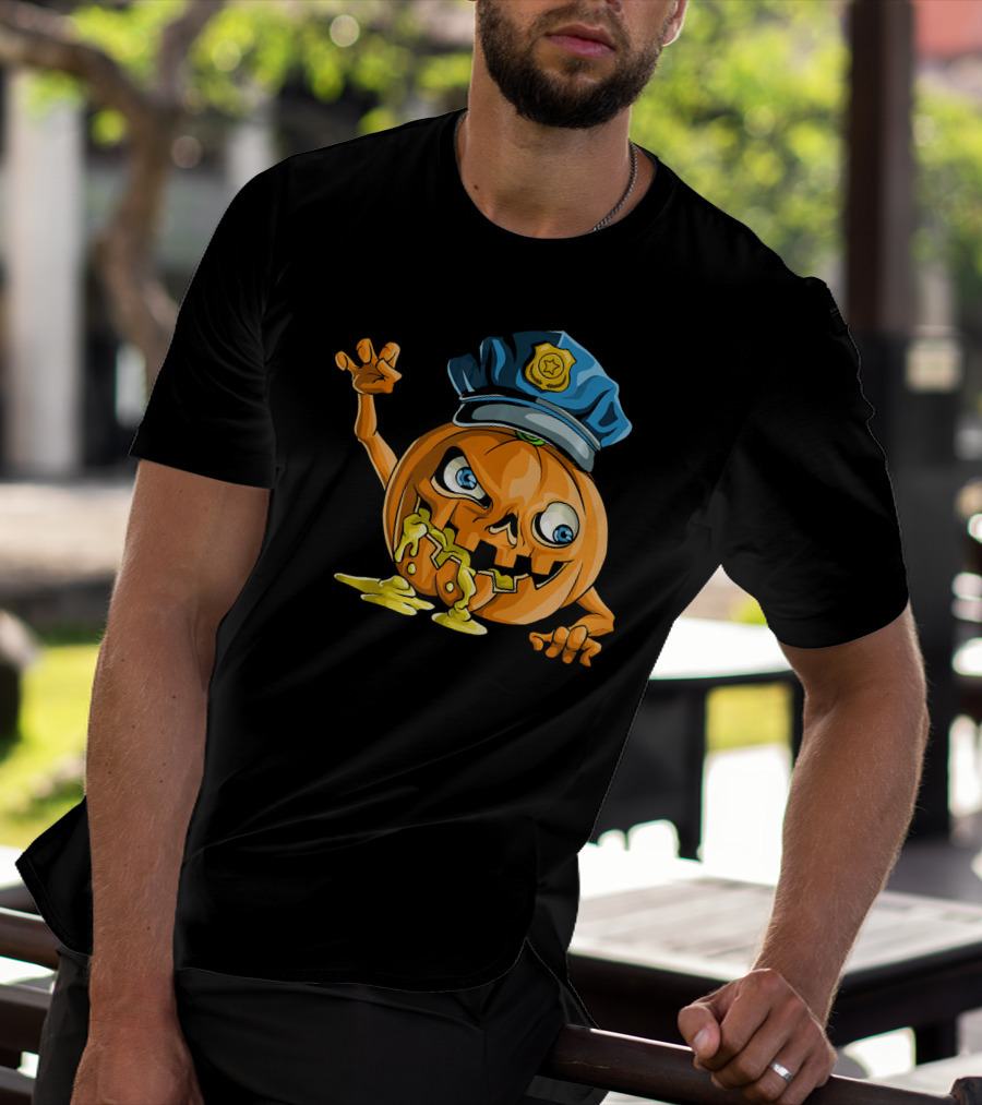 Zombie Pumpkin Police Officer Rising T-Shirt