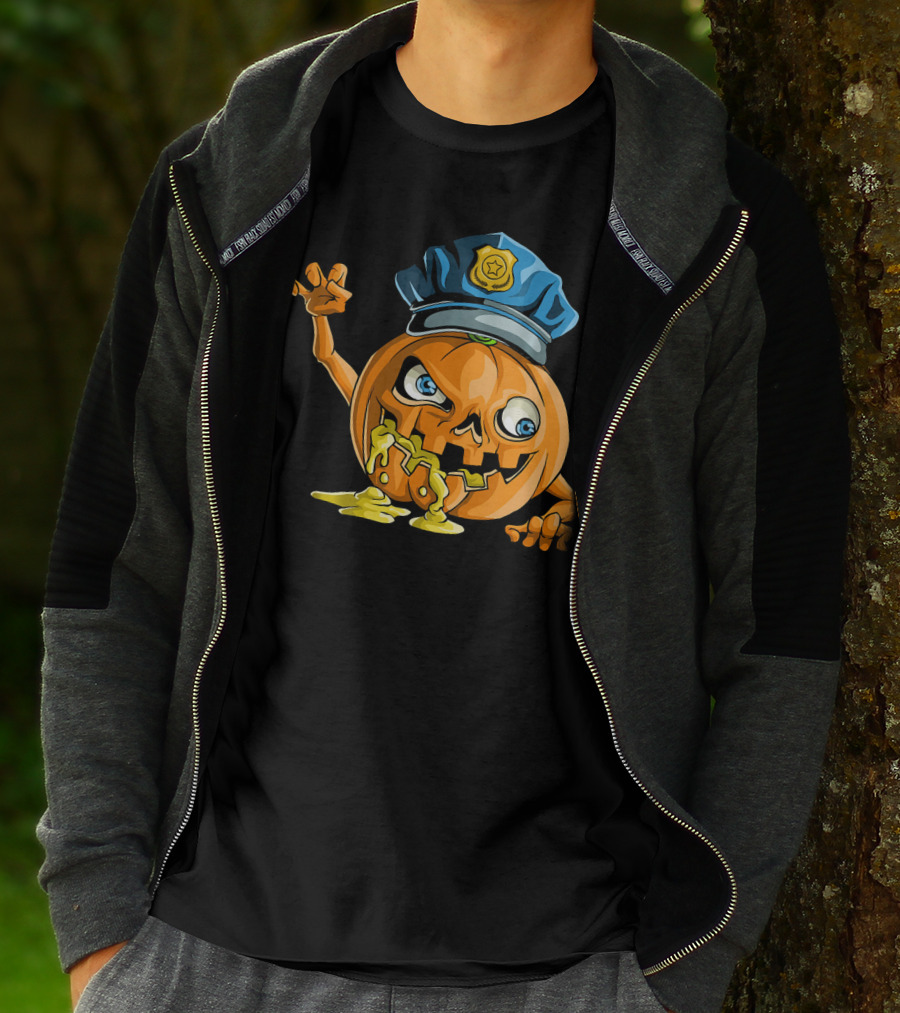 Zombie Pumpkin Police Officer Rising T-Shirt