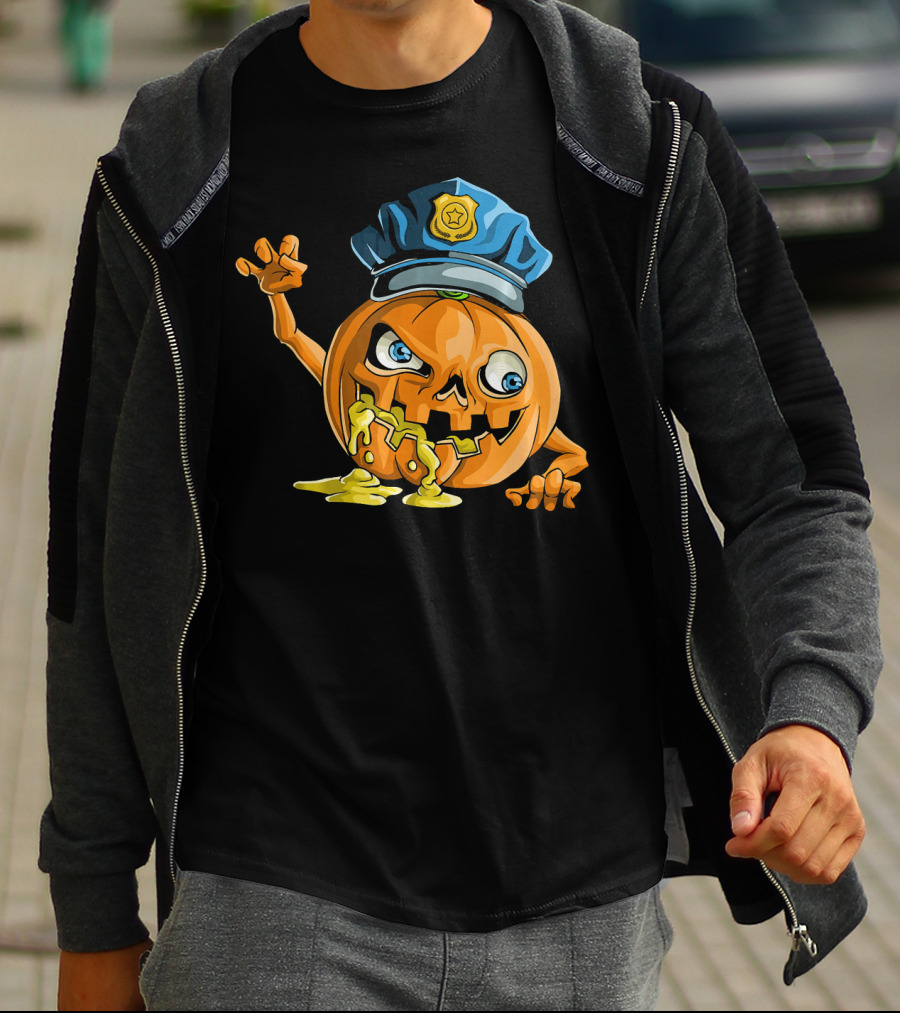 Zombie Pumpkin Police Officer Rising T-Shirt