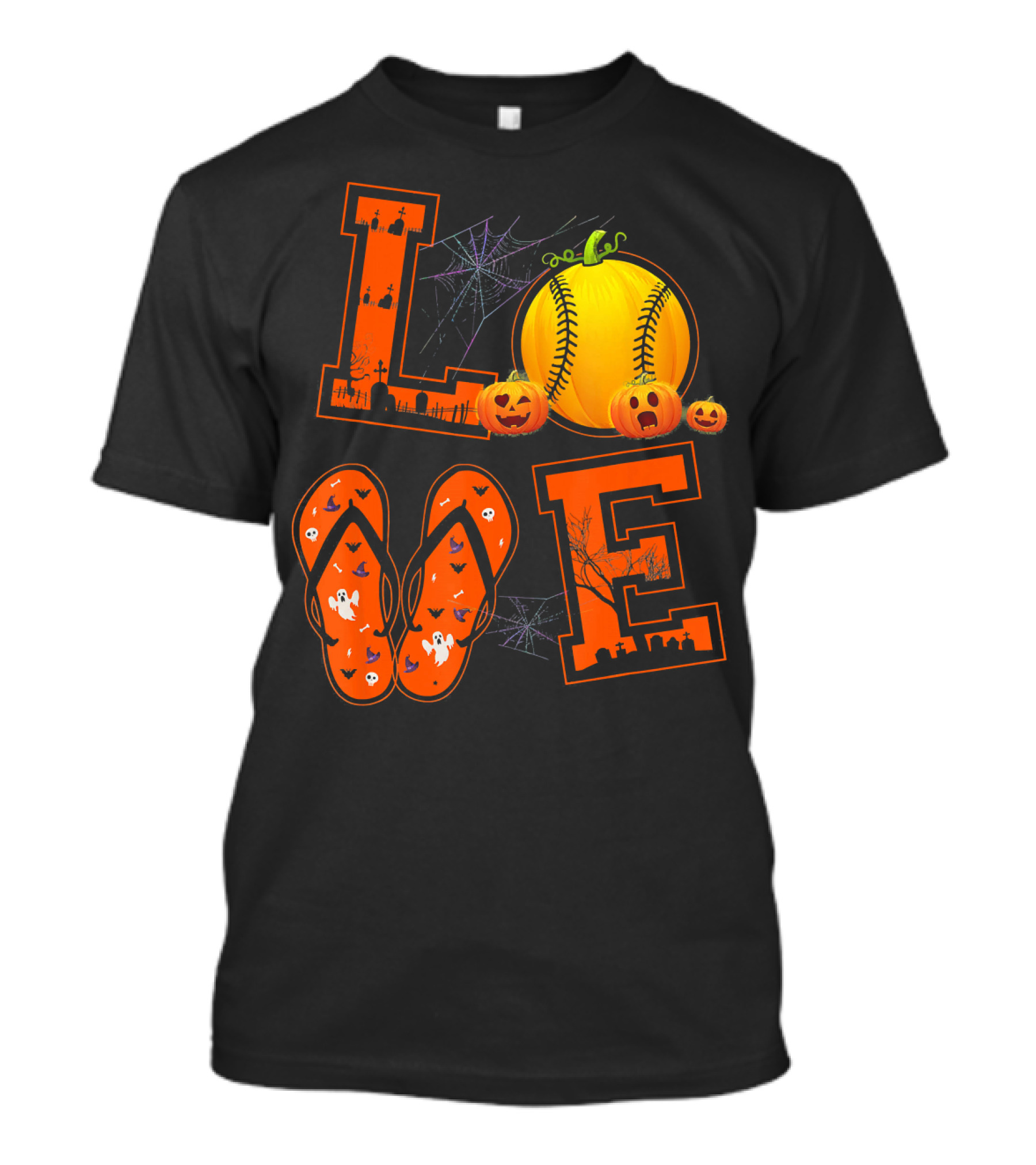 LOVE Halloween Softball Pumpkin T-Shirt