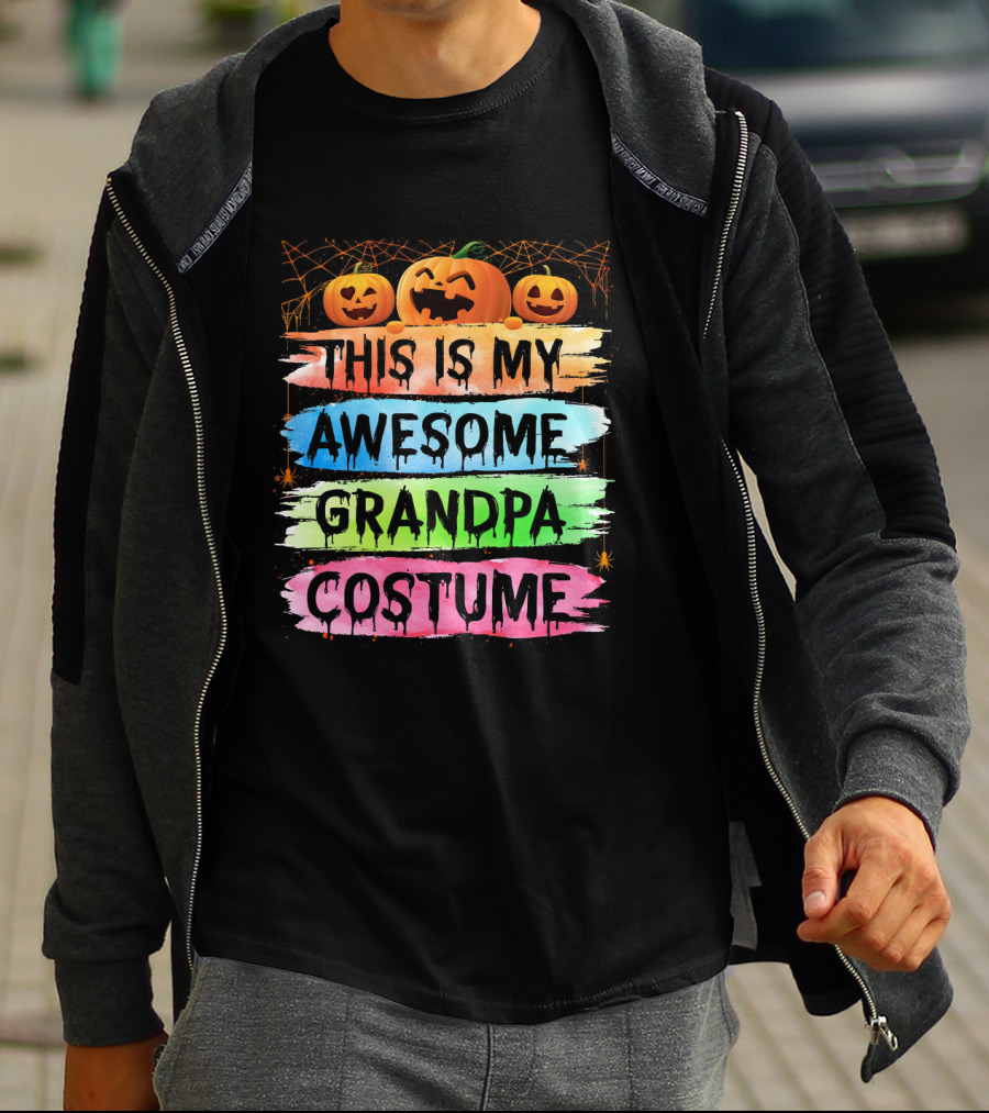 This Is My Awesome Grandpa Costume Halloween Pumpkins T-Shirt